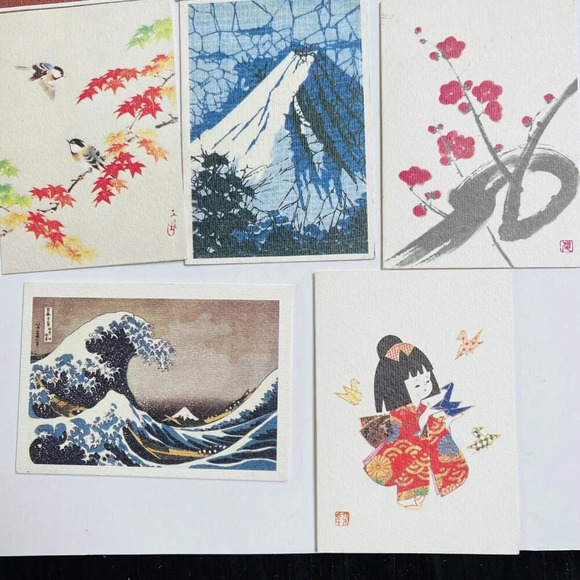 Chikyu Card Asian Influence Art Notecards No Envelopes 2.5 x 3.5 Inch 8 Pieces - Picture 6 of 7